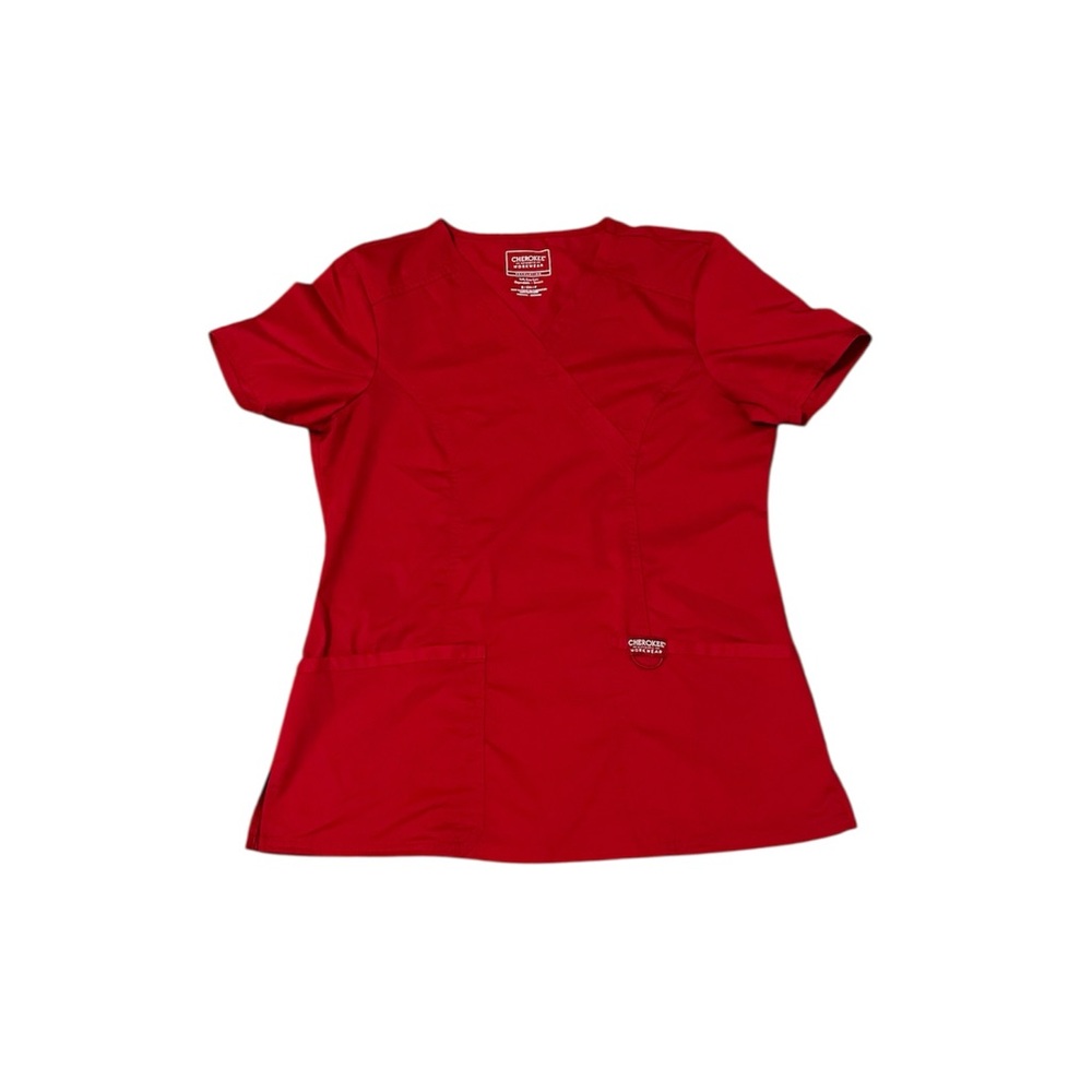 Cherokee Women's V-Neck Red Short Sleeve Scrub Top